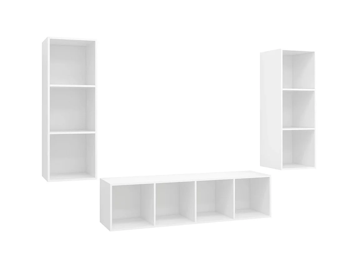 3-tlg. TV-Schrank-Set,TV-Möbel Weiß Holzwerkstoff -gkd306607