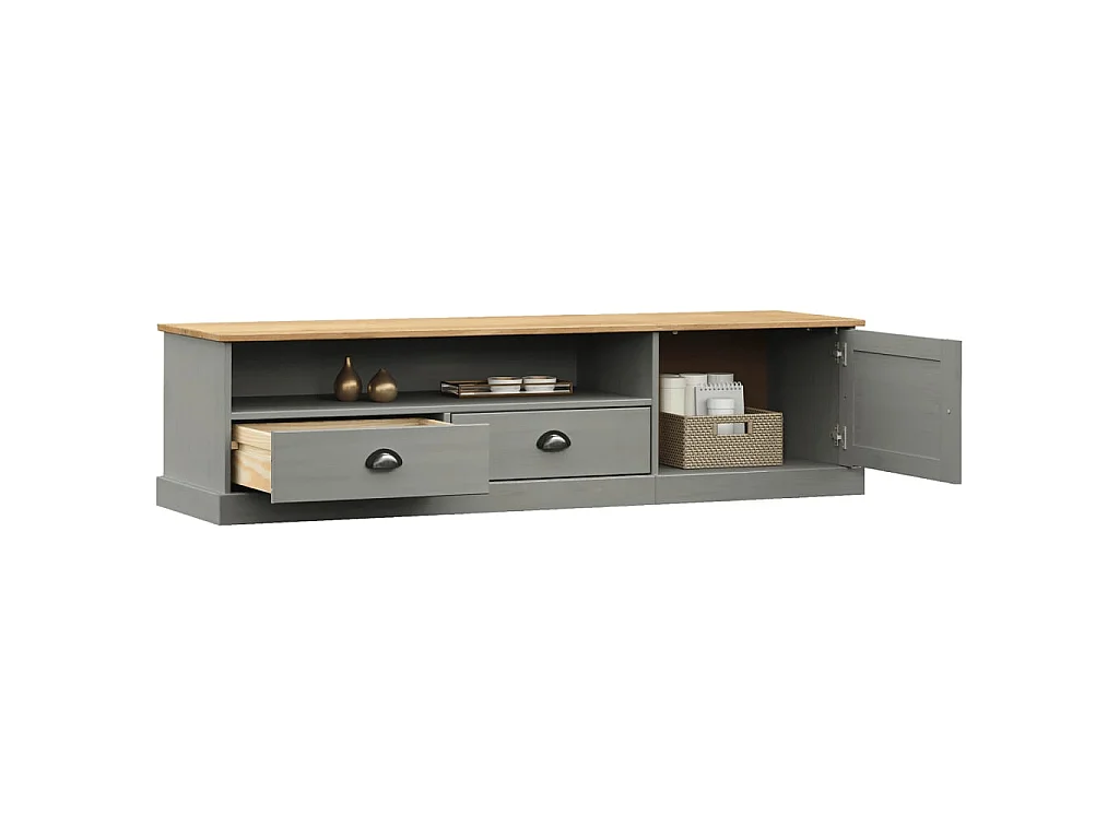 Mueble para TV VIGO madera maciza de pino gris 156x40x40 cm ES81223