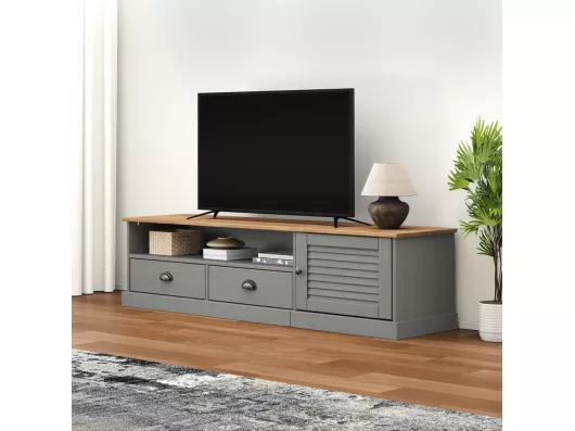 Kauf Unique TV-Schrank,TV-Möbel VIGO Grau 156x40x40 cm Massivholz Kiefer -gkd313895