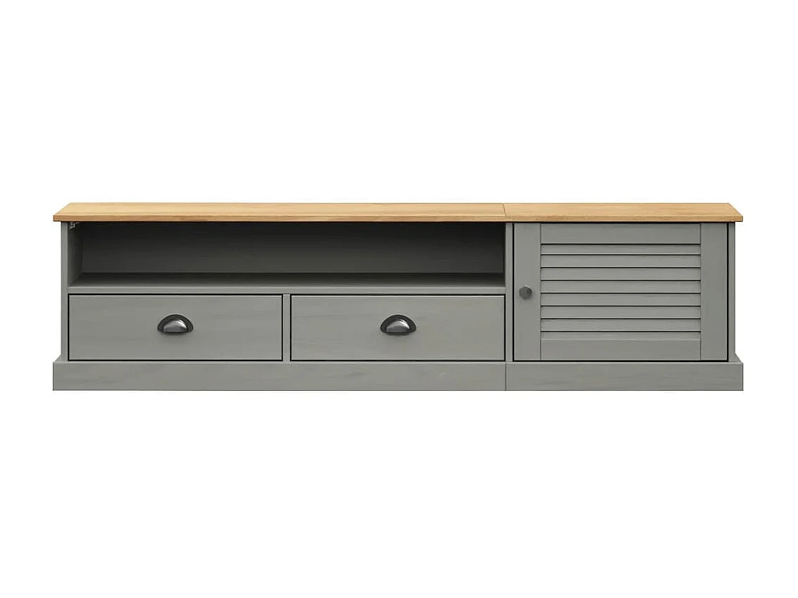 Meuble TV VIGO gris 156x40x40 cm bois massif de pin BE34115