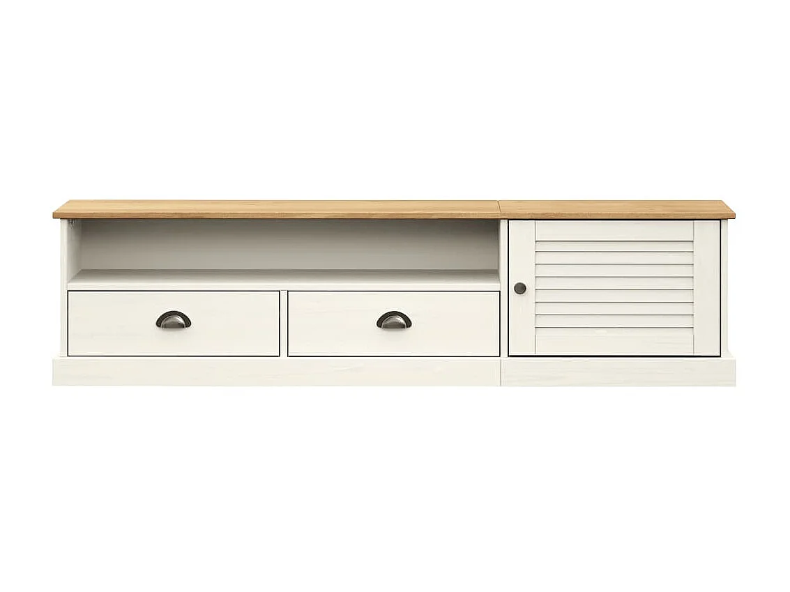 Meuble TV VIGO blanc 156x40x40 cm bois massif de pin BE90486