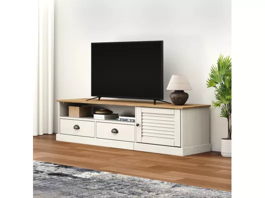 Kauf Unique TV-Schrank,TV-Möbel VIGO Weiß 156x40x40 cm Massivholz Kiefer -gkd151591