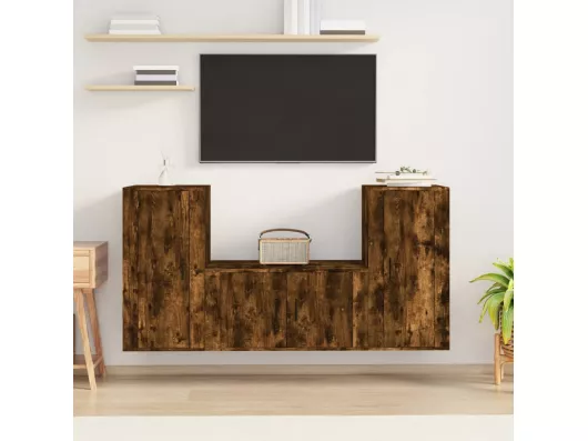 Kauf Unique 3-tlg. TV-Schrank-Set,TV-Möbel Räuchereiche Holzwerkstoff -gkd574771