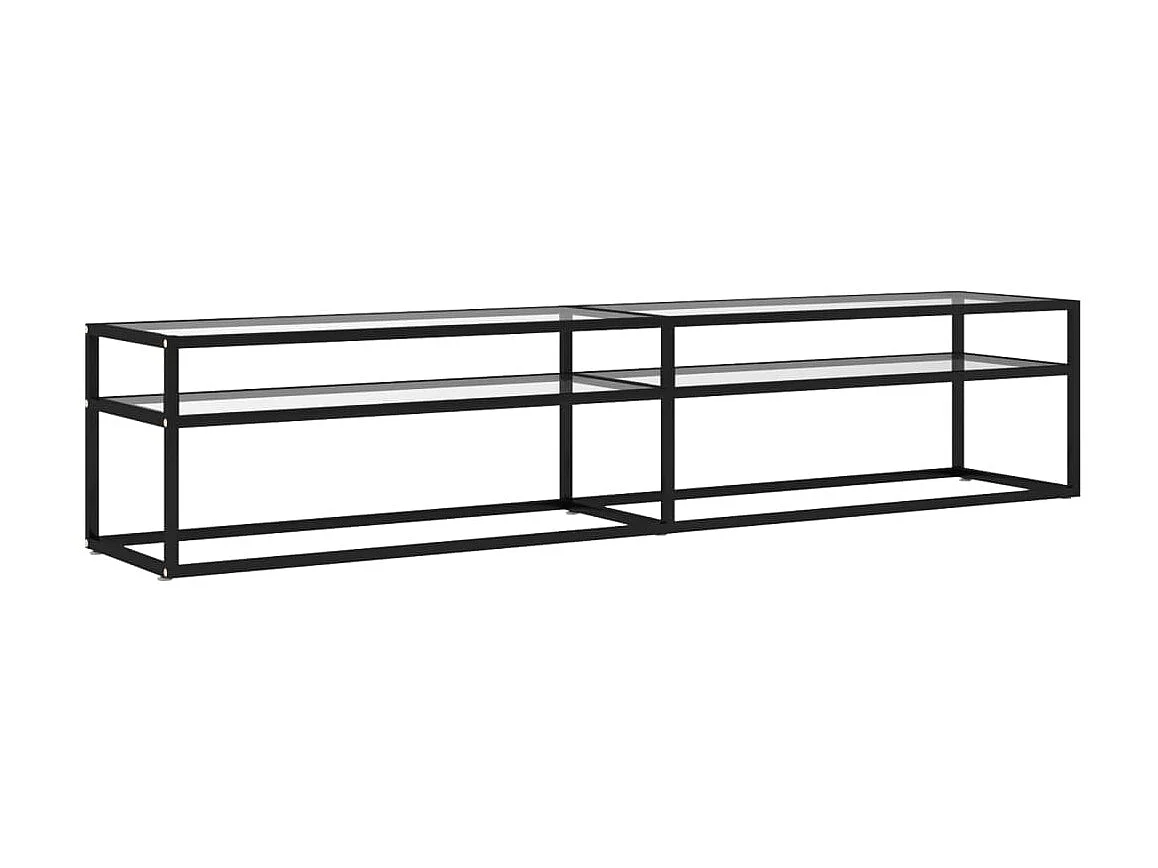 Meuble TV transparent 200x40x40,5 cm verre trempé BE46556