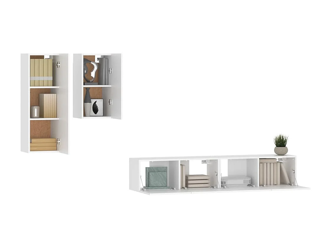 Set di Mobili Porta TV | Armadietti TV 4 pz Bianco in Legno Multistrato