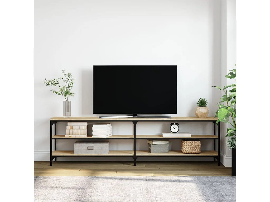 Meuble TV chêne sonoma 180x30x50 cm bois d'ingénierie et métal BE46945