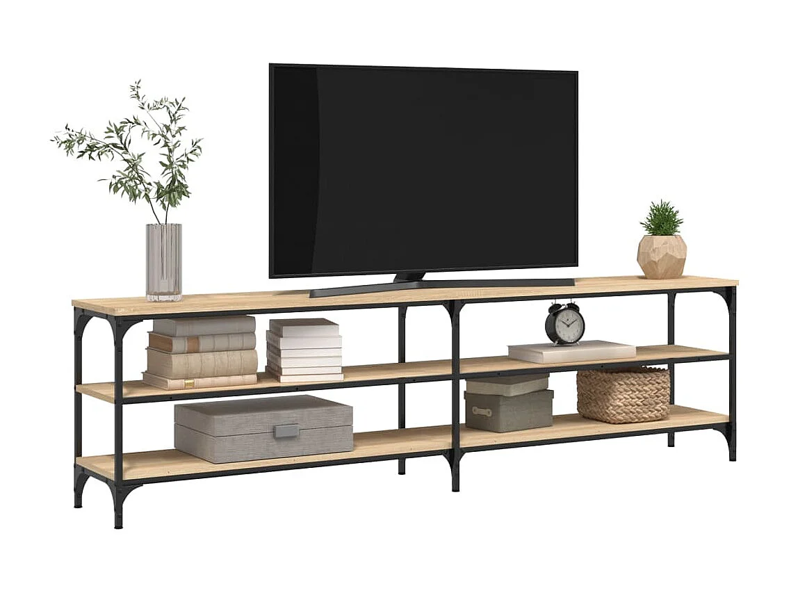 Meuble TV chêne sonoma 180x30x50 cm bois d'ingénierie et métal BE46945