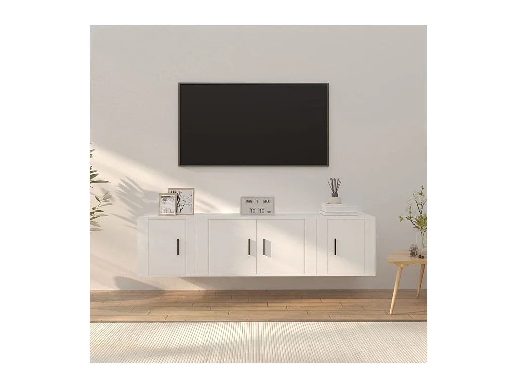Meubles TV 3 pcs Blanc Bois d'ingénierie BE14082