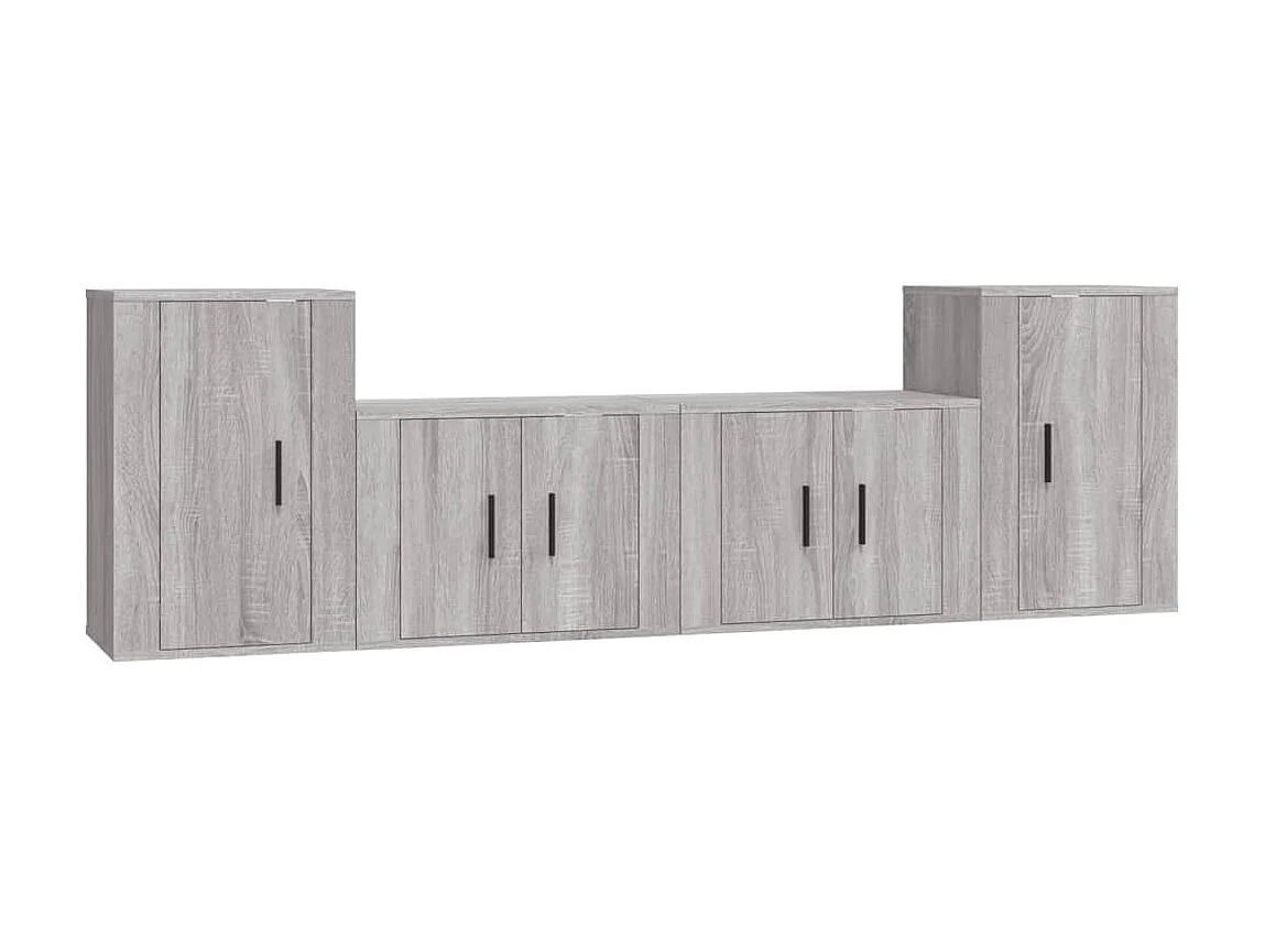 Set de muebles para TV 4 pzas madera contrachapada gris Sonoma ES73033