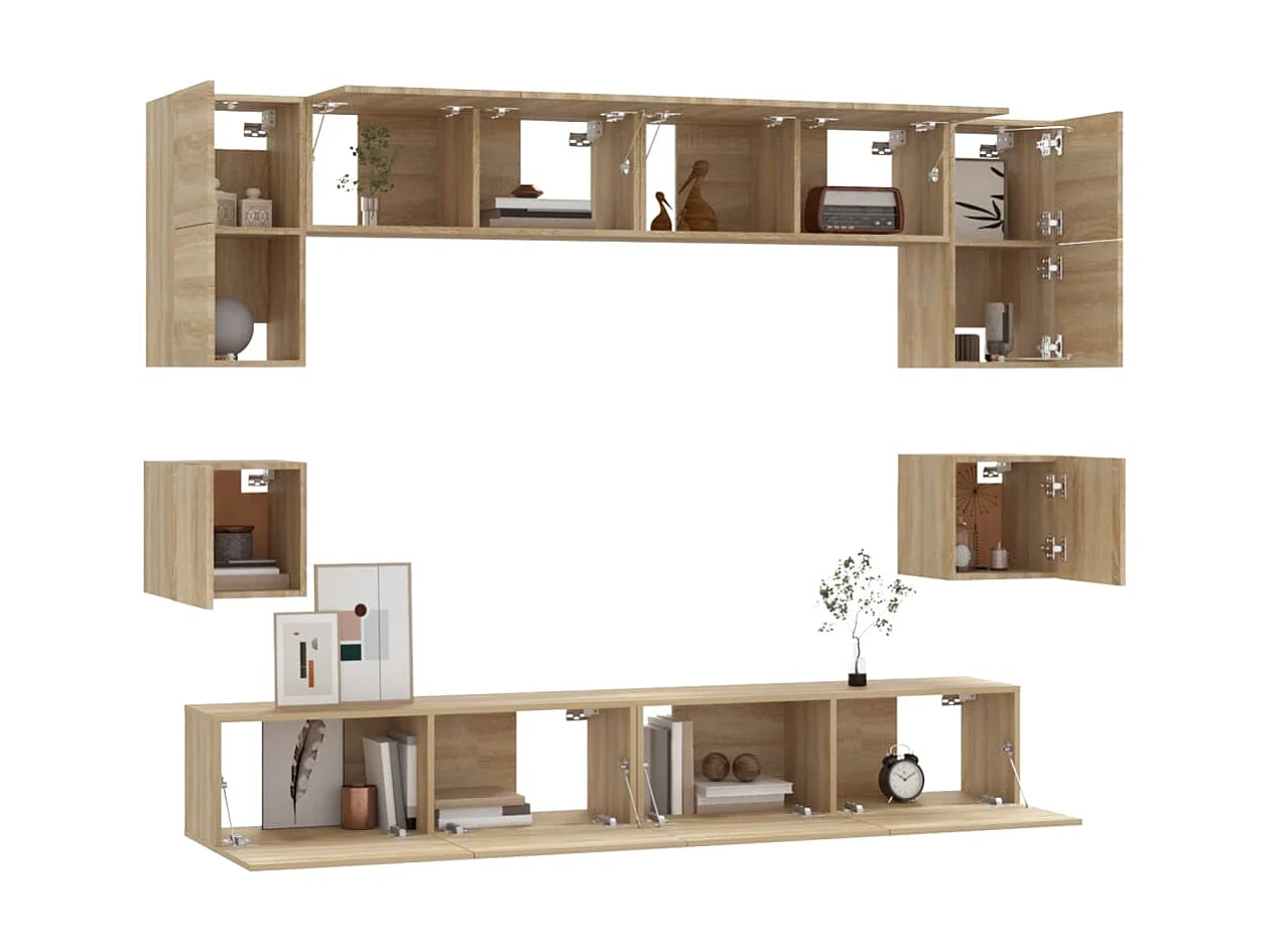 8-tlg. TV-Schrank-Set,TV-Möbel Sonoma-Eiche Holzwerkstoff -gkd516011