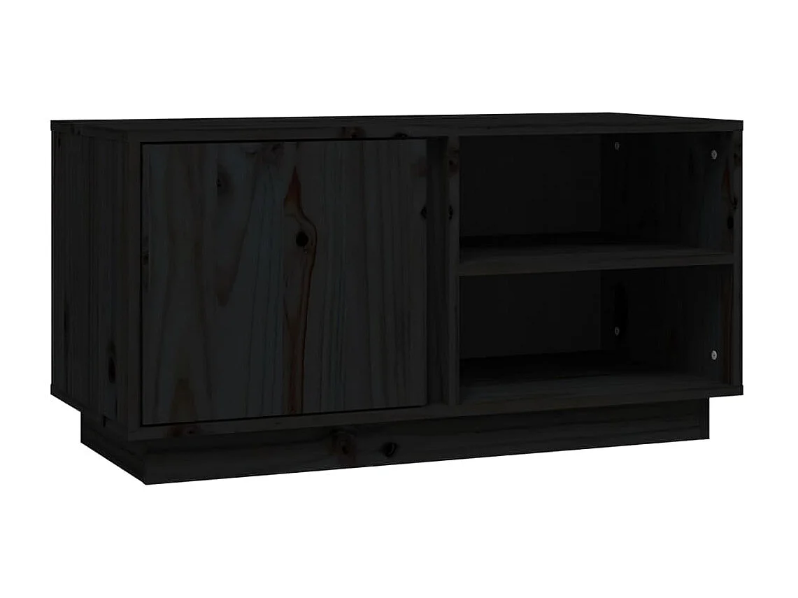 Meuble TV Noir 80x35x40,5 cm Bois de pin massif BE67526
