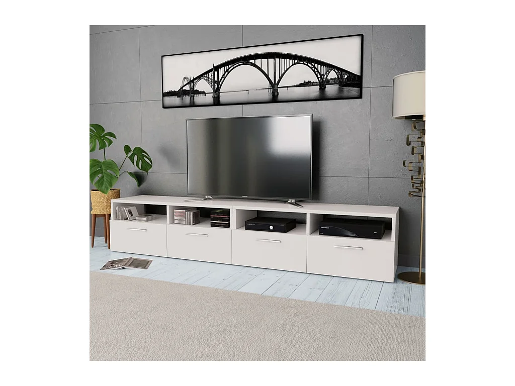 2 pcs Meubles TV Bois d’ingénierie 95x35x36 cm Blanc BE65452