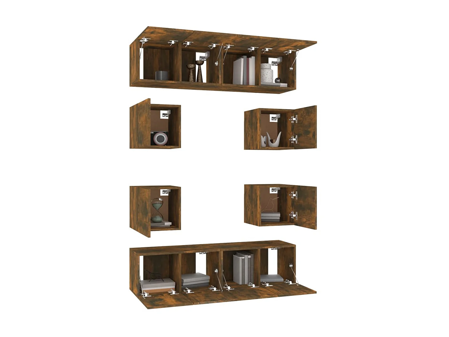 8-tlg. TV-Schrank-Set,TV-Möbel Räuchereiche Holzwerkstoff -gkd463292