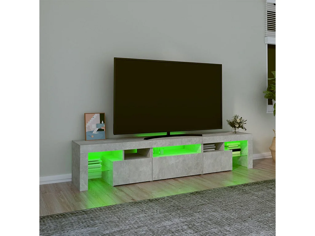 Mueble de TV con luces LED gris hormigón 200x36,5x40 cm ES87887