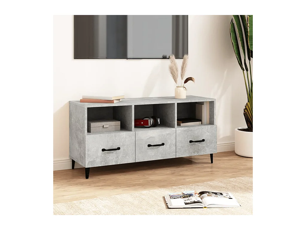Meuble TV Gris béton 102x35x50 cm Bois d'ingénierie BE96660