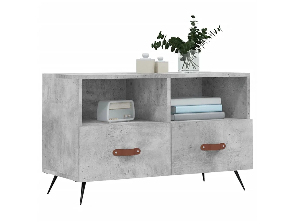 Meuble TV BEis béton 80x36x50 cm Bois d'ingénierie BE67070