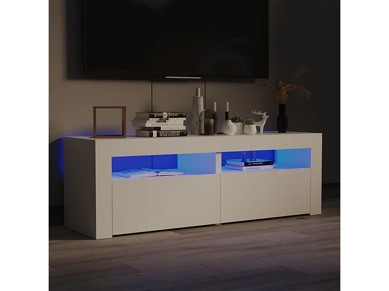 Meuble TV avec lumières LED blanc 120x35x40 cm BE11284