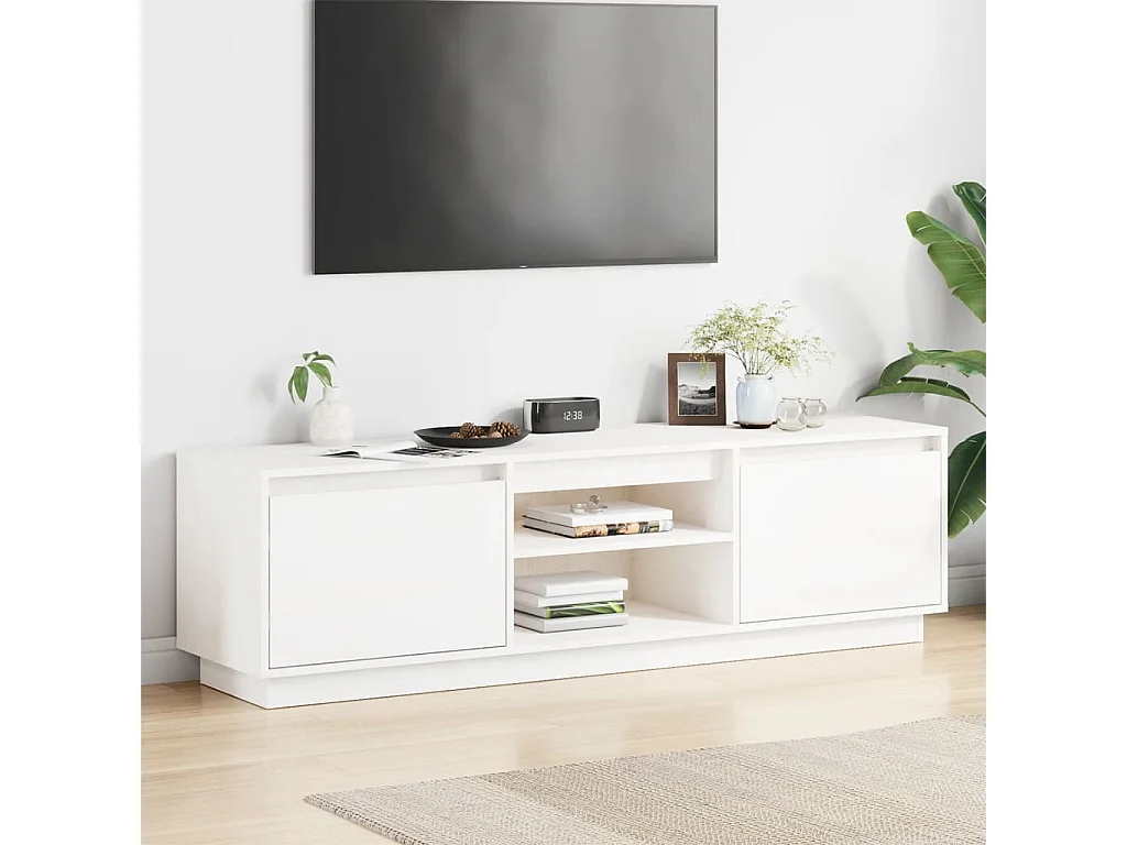 TV-Schrank,TV-Möbel Weiß 140x35x40 cm Massivholz Kiefer -gkd20593