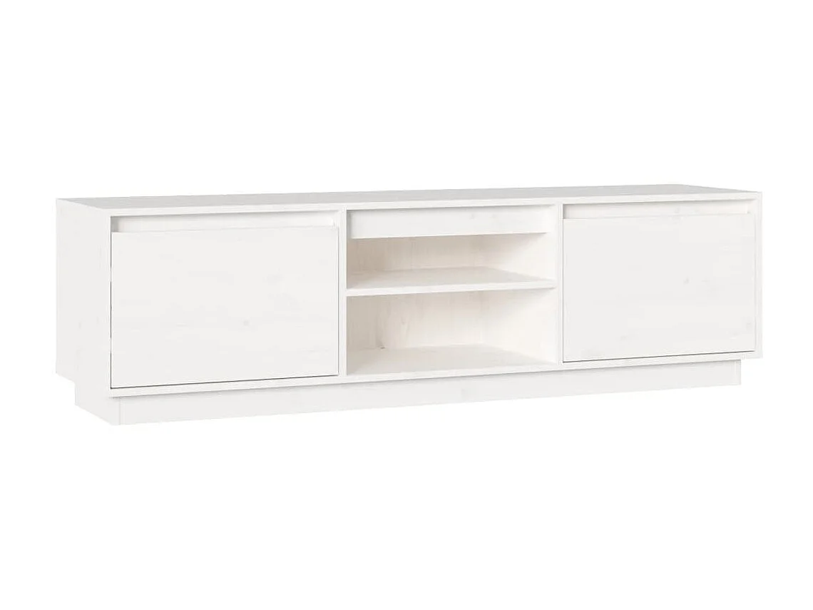 Meuble TV Blanc 140x35x40 cm Bois de pin massif BE44554