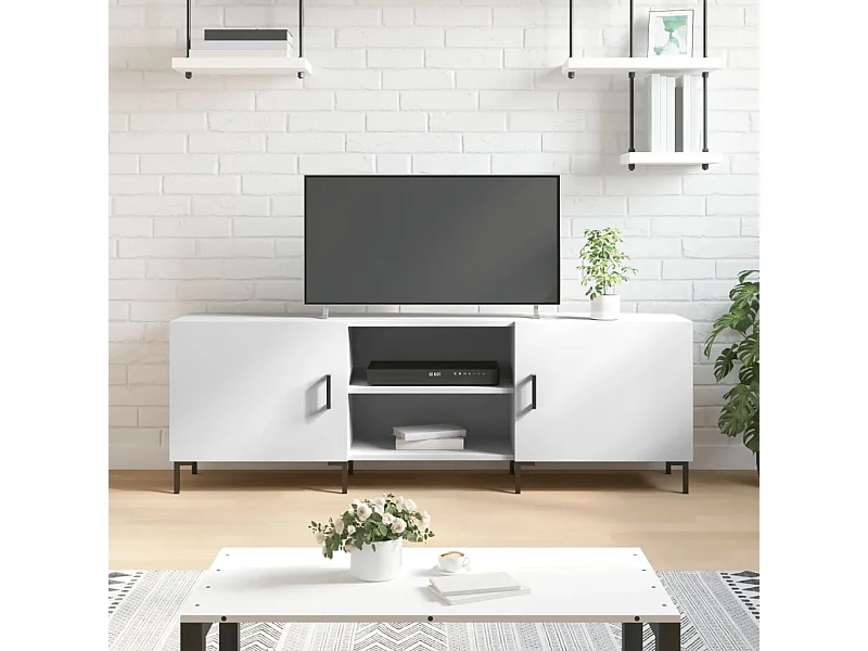 Meuble TV blanc 150x30x50 cm bois d'ingénierie GR41449
