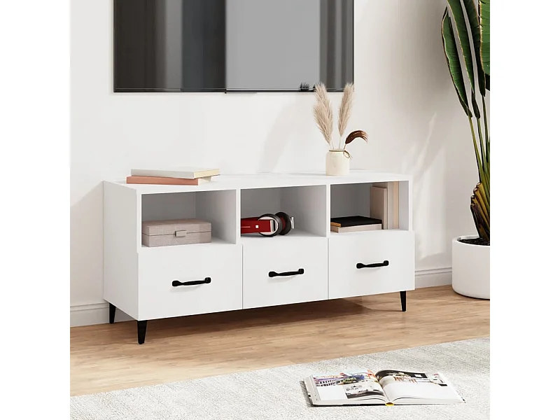 Mueble de TV madera contrachapada blanco 102x35x50 cm ES60047