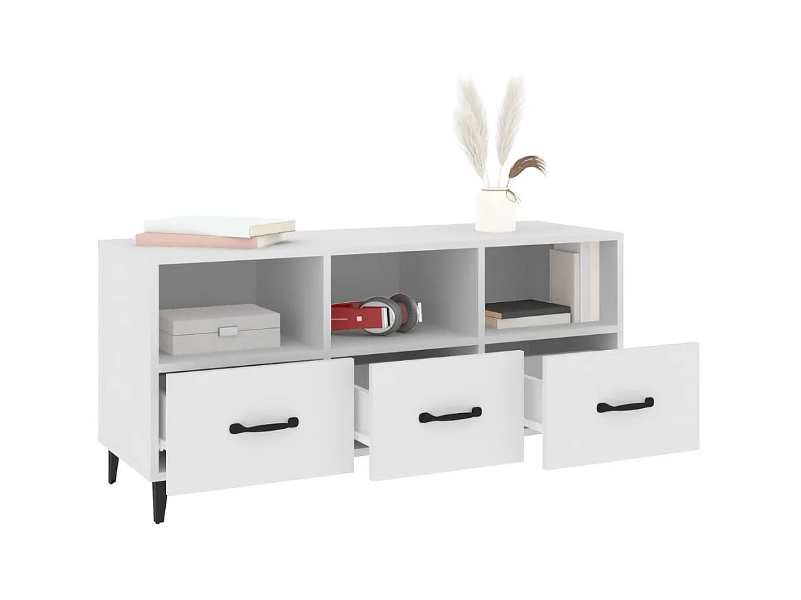 Tv-meubel 102x35x50 cm bewerkt hout wit NL700952