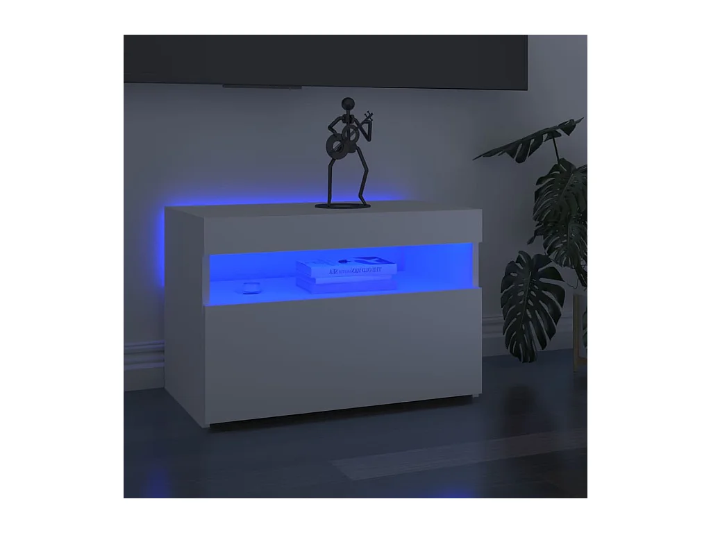 Meubles TV avec lumières LED 2 pcs Blanc 60x35x40 cm BE58997