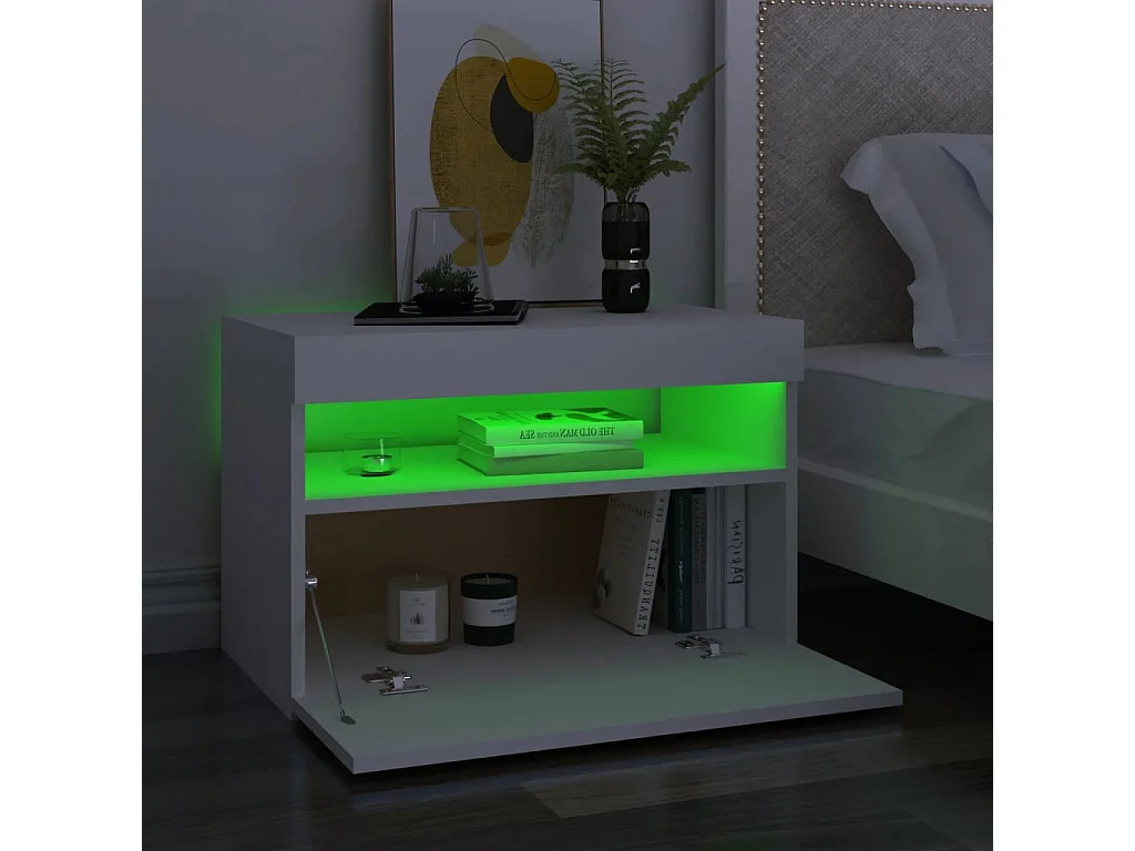 Meubles TV avec lumières LED 2 pcs Blanc 60x35x40 cm BE58997