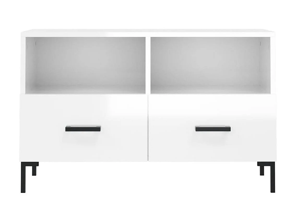 Meuble TV Blanc brillant 80x36x50 cm Bois d'ingénierie BE20081