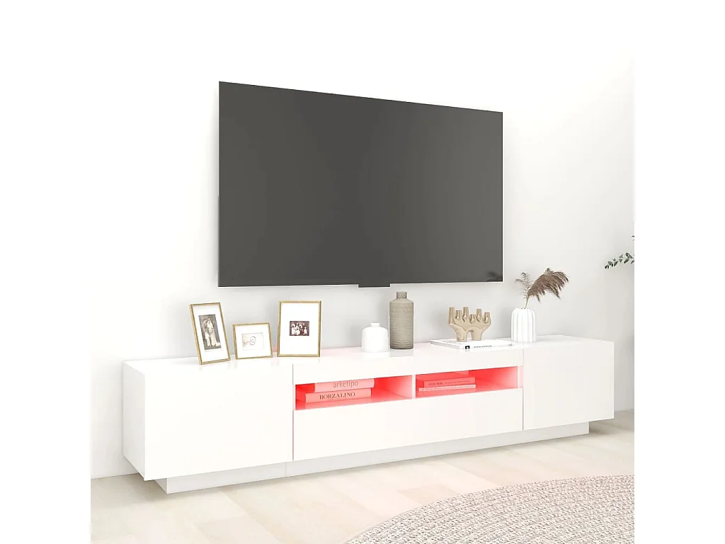 Mueble para TV con luces LED blanco 200x35x40 cm ES56814