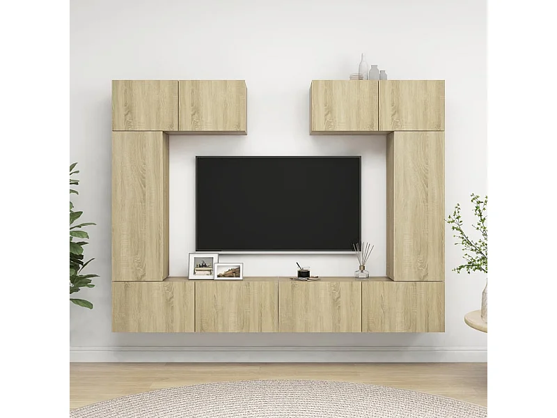 6-tlg. TV-Schrank-Set,TV-Möbel Sonoma-Eiche Holzwerkstoff -gkd297423