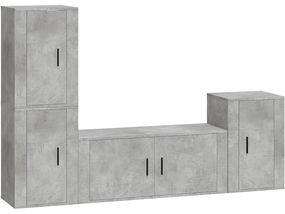 Meubles TV 4 pcs BEis béton Bois d'ingénierie BE74508