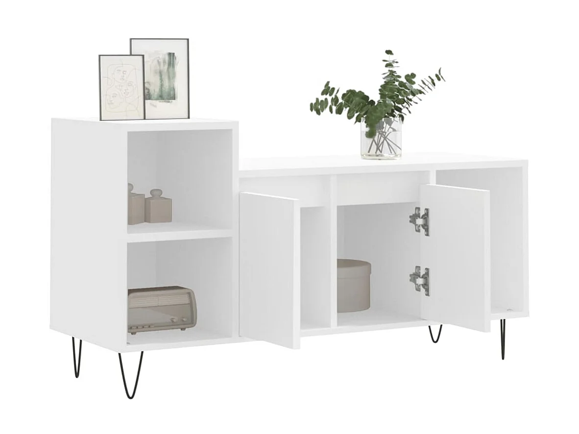 Meuble TV Moderne Blanc 100x35x55 cm Bois d'ingénierie BE4765