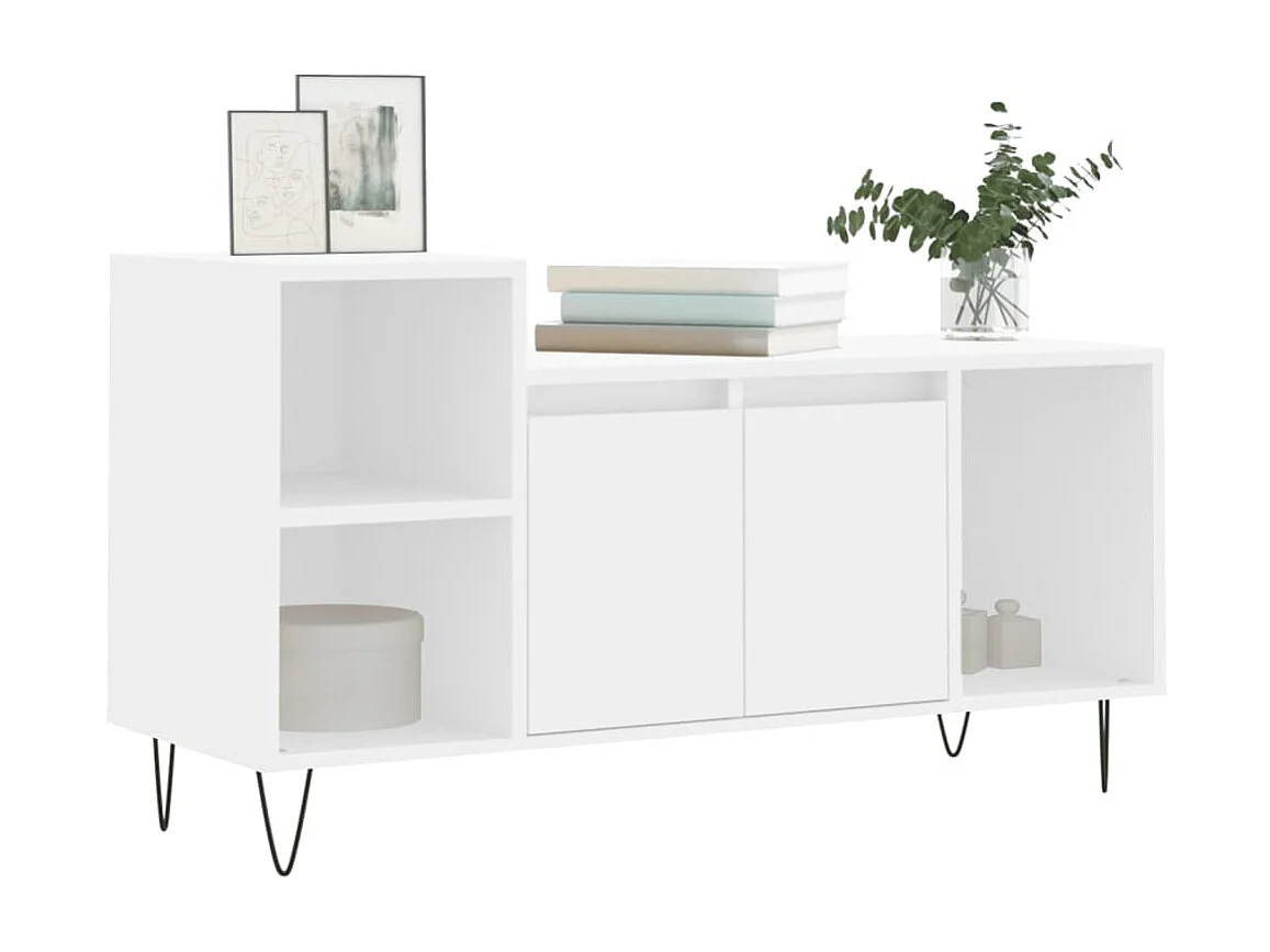 Meuble TV Moderne Blanc 100x35x55 cm Bois d'ingénierie BE4765