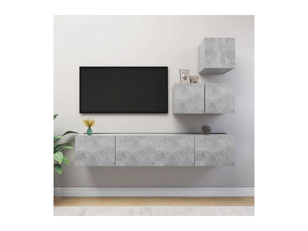 Meubles TV 4 pcs BEis béton Aggloméré BE35954