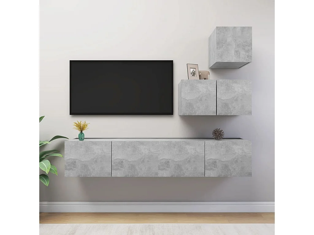 Meubles TV 4 pcs BEis béton Aggloméré BE35954