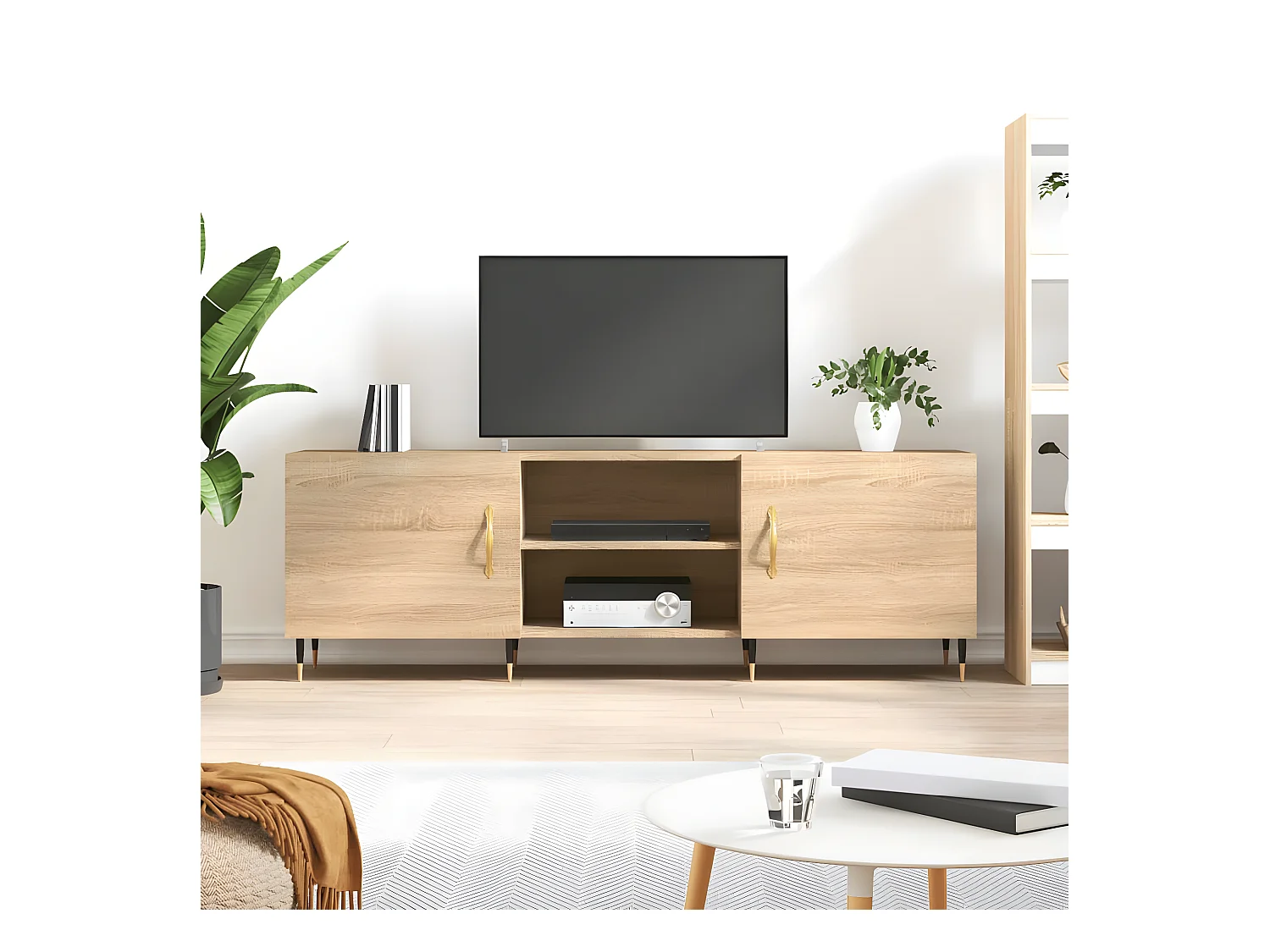 Meuble TV chêne sonoma 150x30x50 cm bois d'ingénierie BE35740