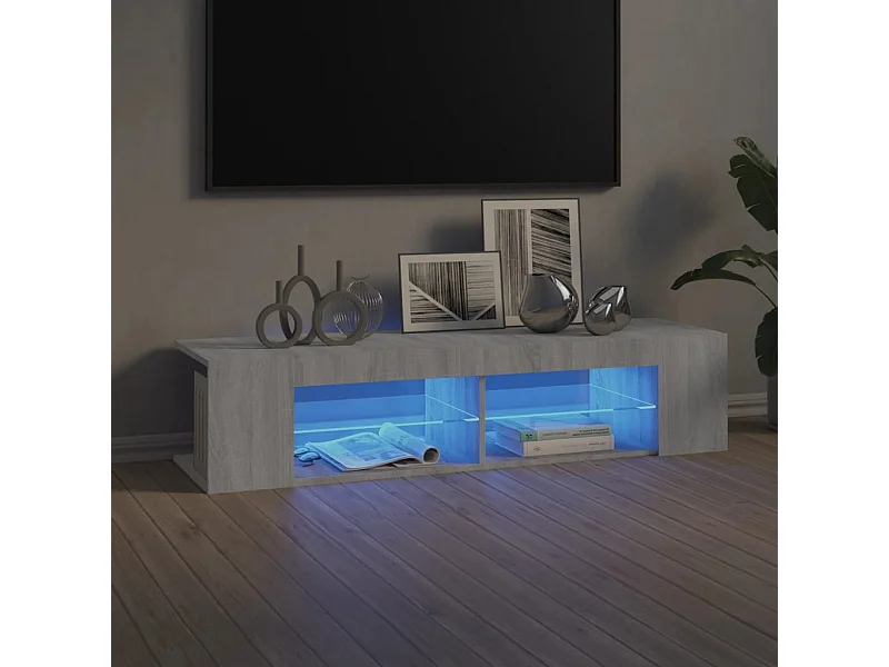 Meuble TV avec lumières LED sonoma gris 135x39x30 cm BE94282