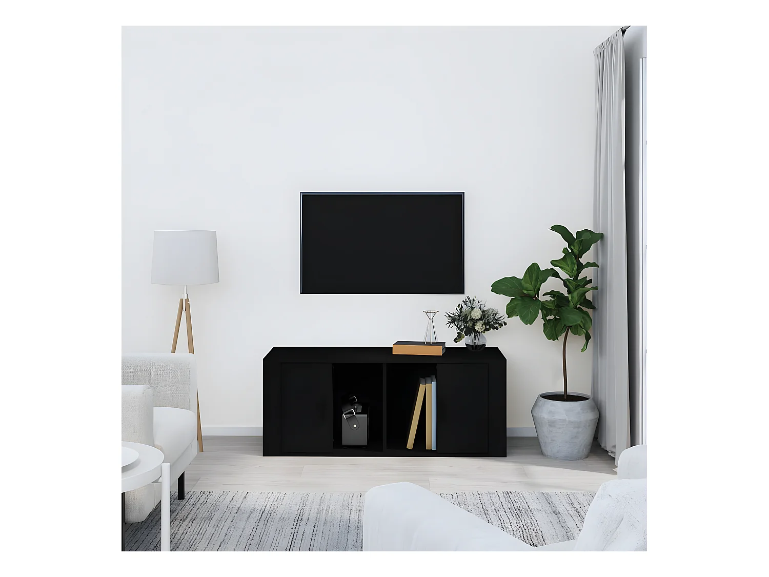 Meuble TV Noir 100x35x40 cm Bois d'ingénierie BE38753