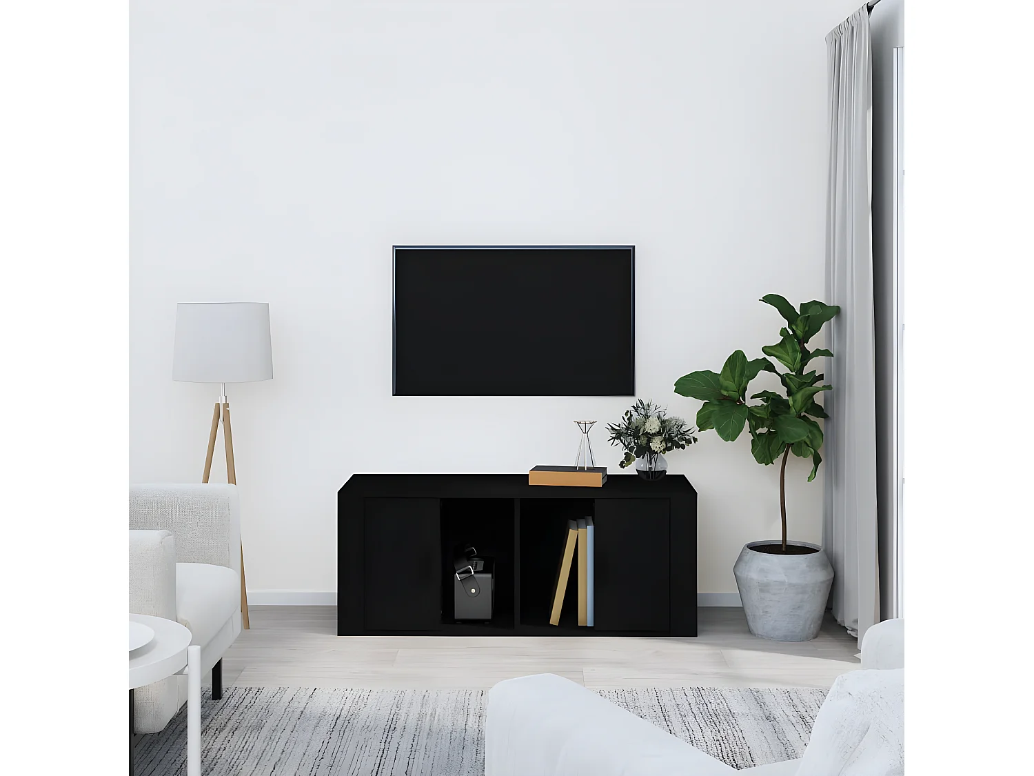 Meuble TV Noir 100x35x40 cm Bois d'ingénierie BE38753