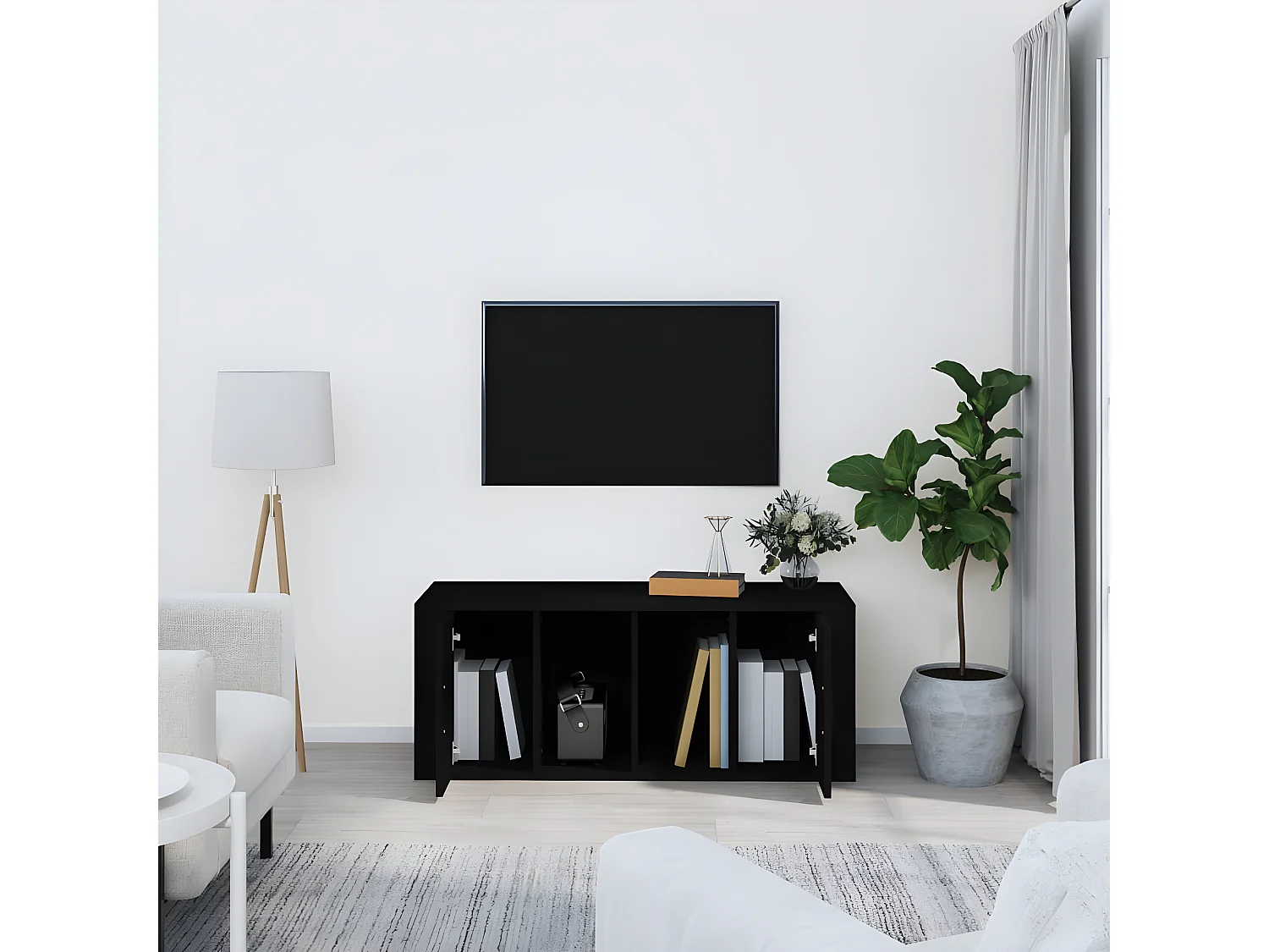 Meuble TV Noir 100x35x40 cm Bois d'ingénierie BE38753