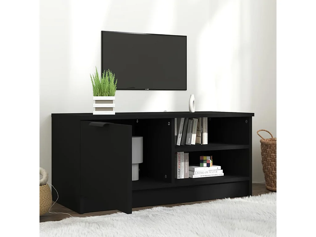 Meuble TV Noir 80x35x36,5 cm Bois d'ingénierie BE27311