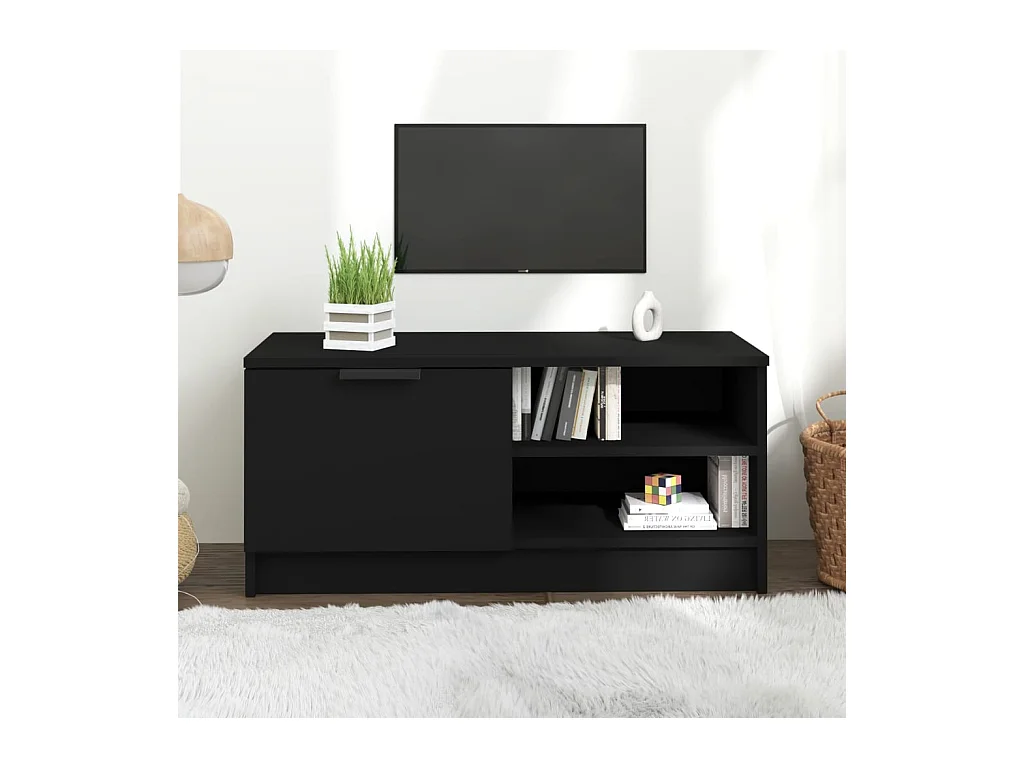 Meuble TV Noir 80x35x36,5 cm Bois d'ingénierie BE27311