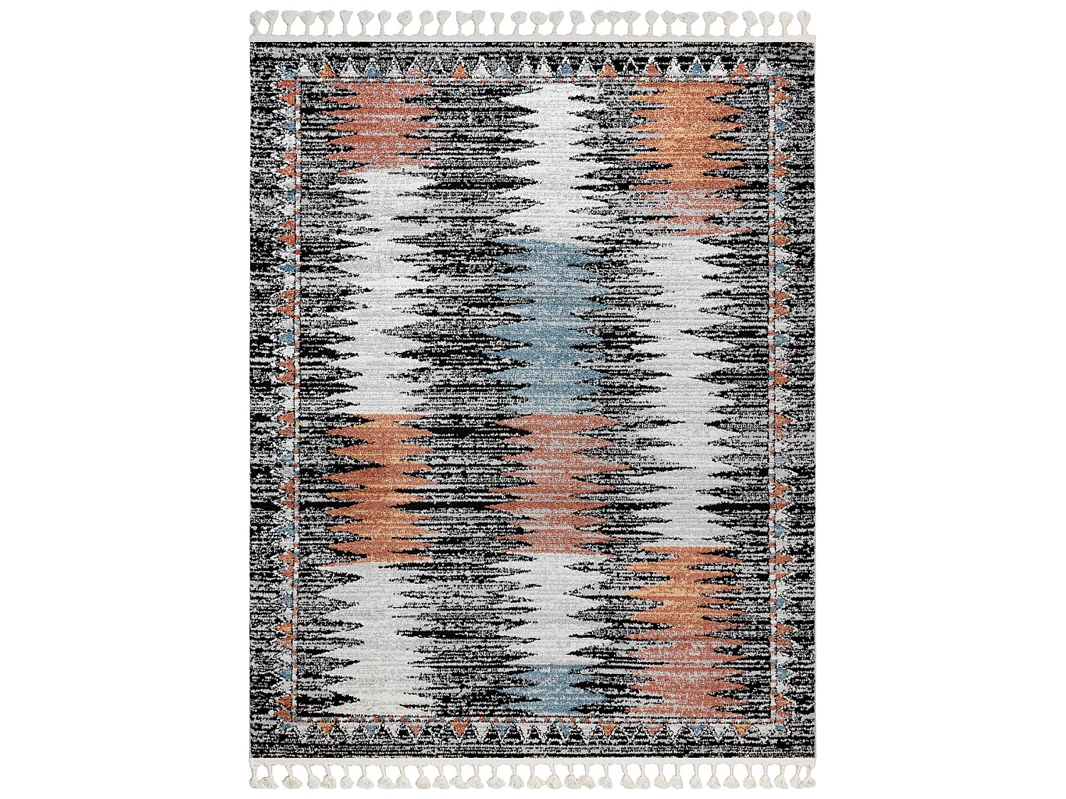 Tapis moderne BELLE BR23A noir et rose Franges 80x150 cm