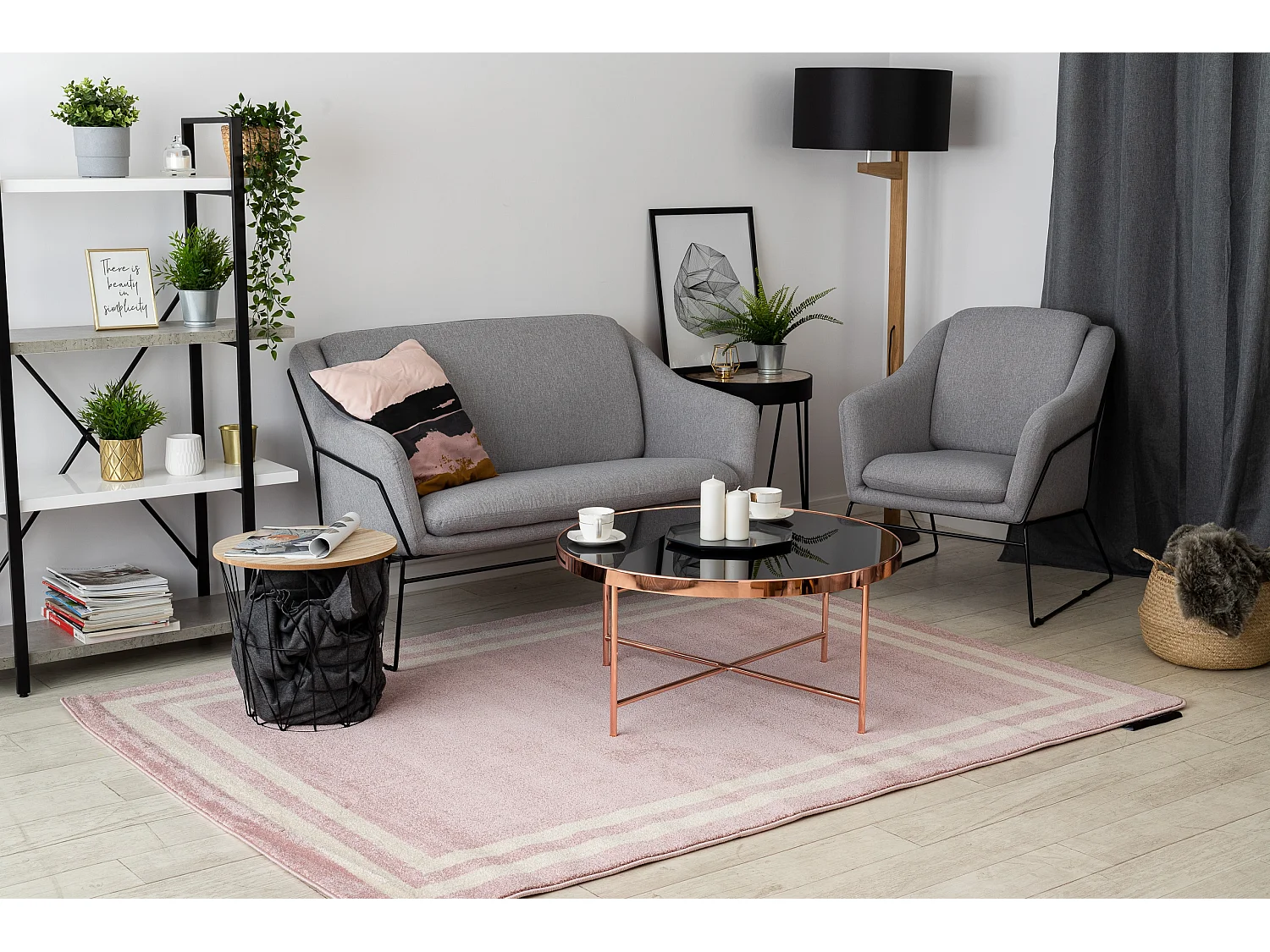 Tapijt HAMPTON Kader rozekleuring 120x170 cm