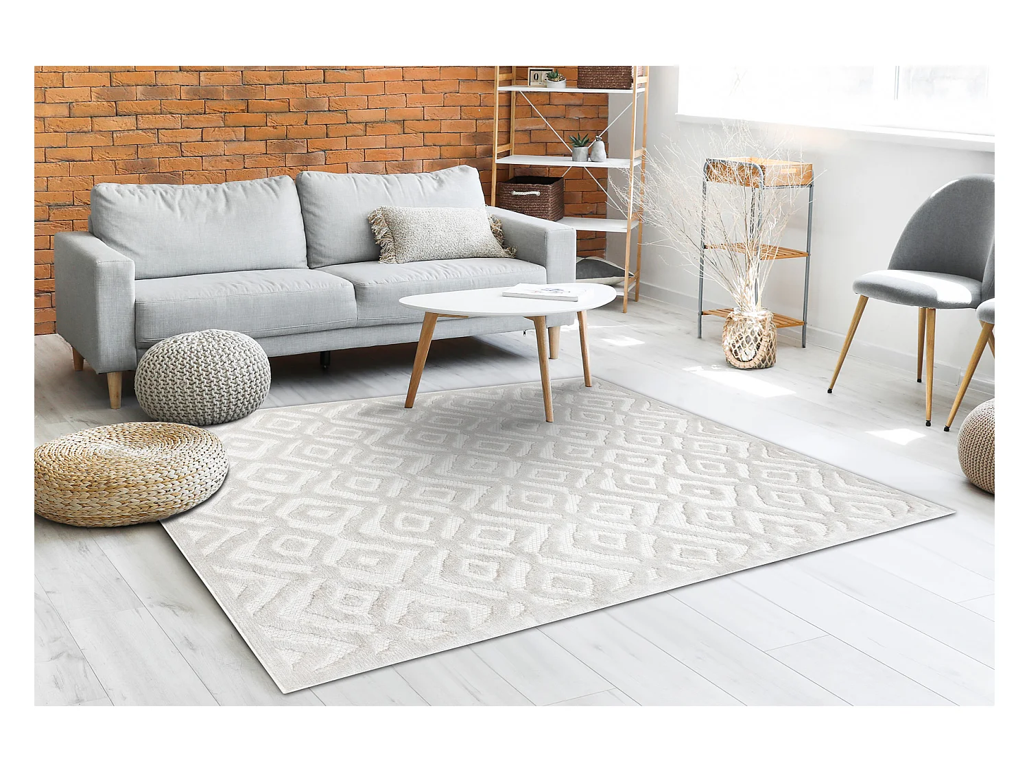 Tapis SANTO SIZAL 58381 diamants, zigzag beige 140x190 cm