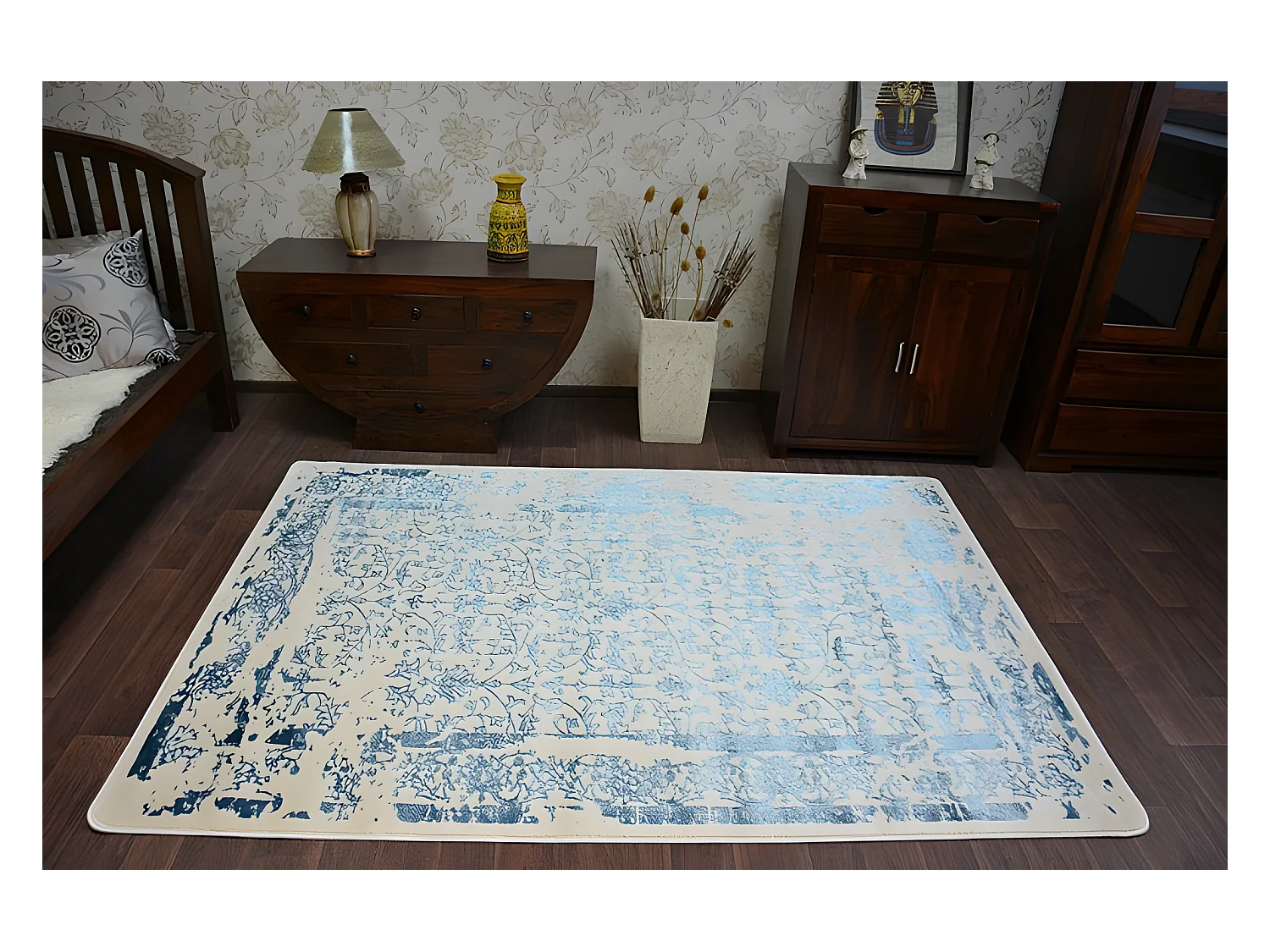 Tapis ACRYLIQUE MANYAS 0920 Ivoire/Bleu 120x180 cm