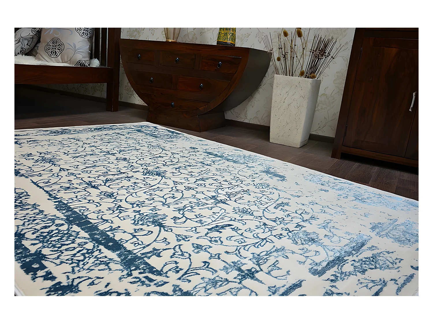 Tapis ACRYLIQUE MANYAS 0920 Ivoire/Bleu 120x180 cm