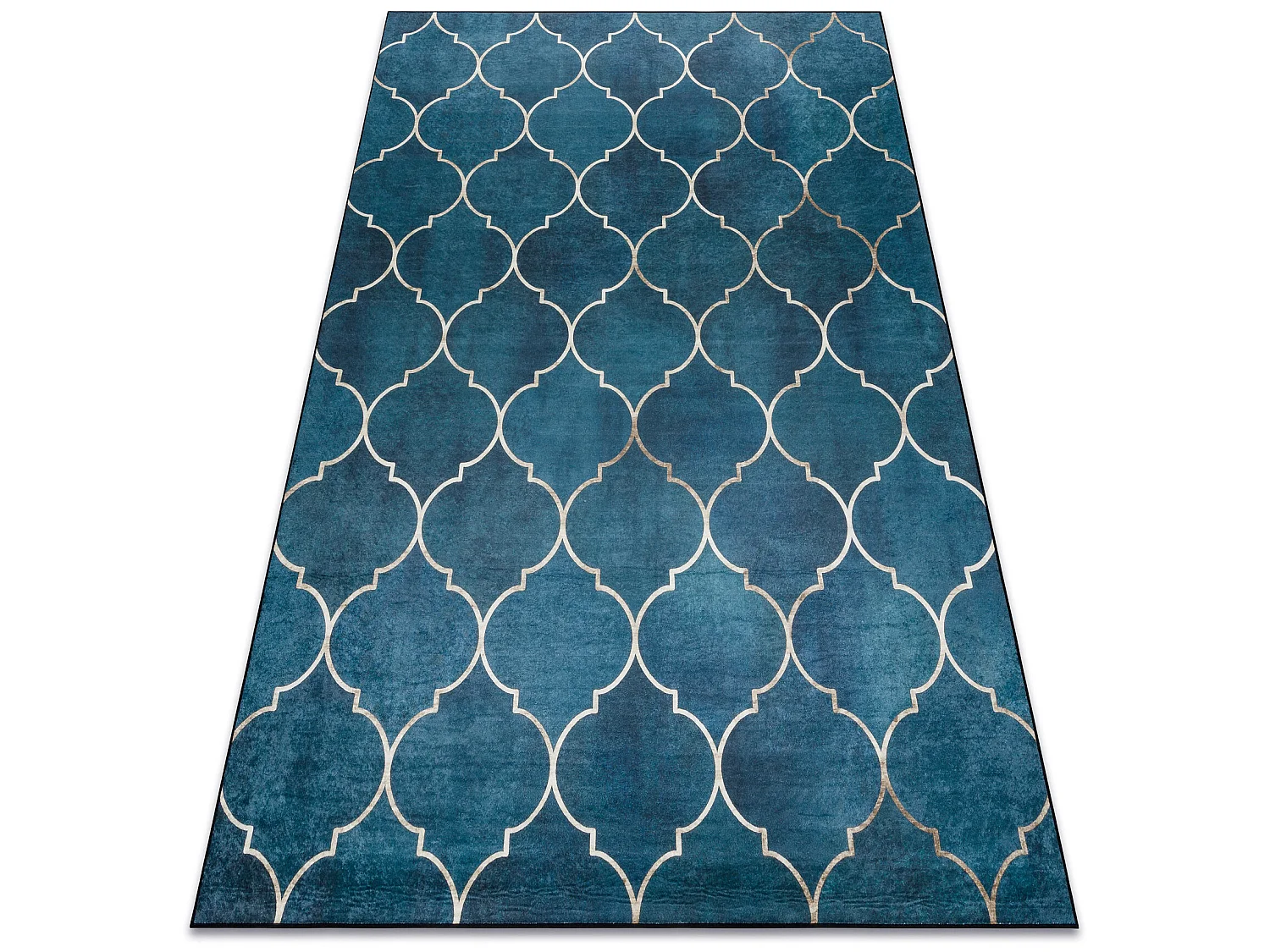 Tapis lavable ANDRE 1181 Treillis marocain antidérapant - bleu 80x150 cm