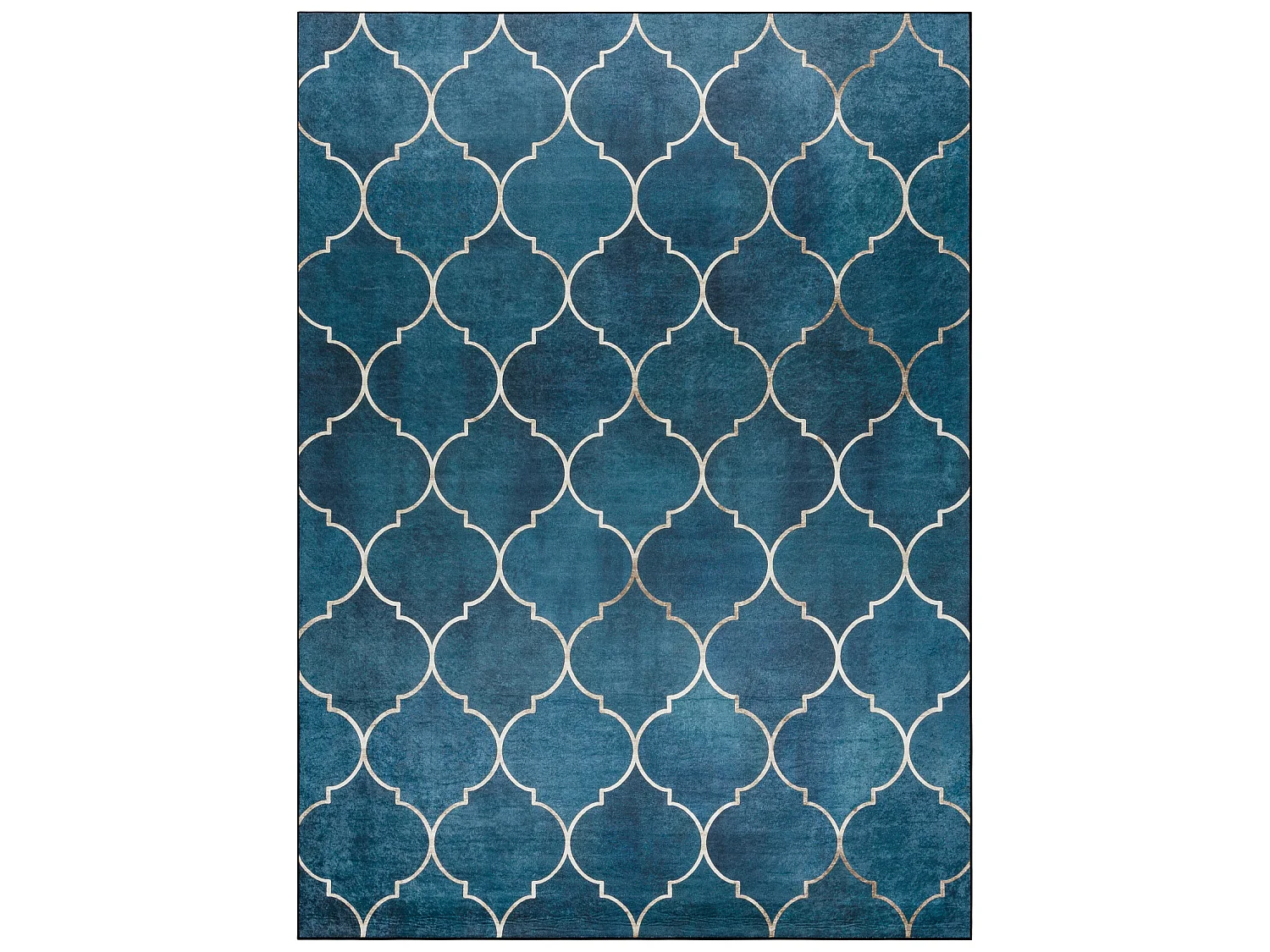 Tapis lavable ANDRE 1181 Treillis marocain antidérapant - bleu 80x150 cm